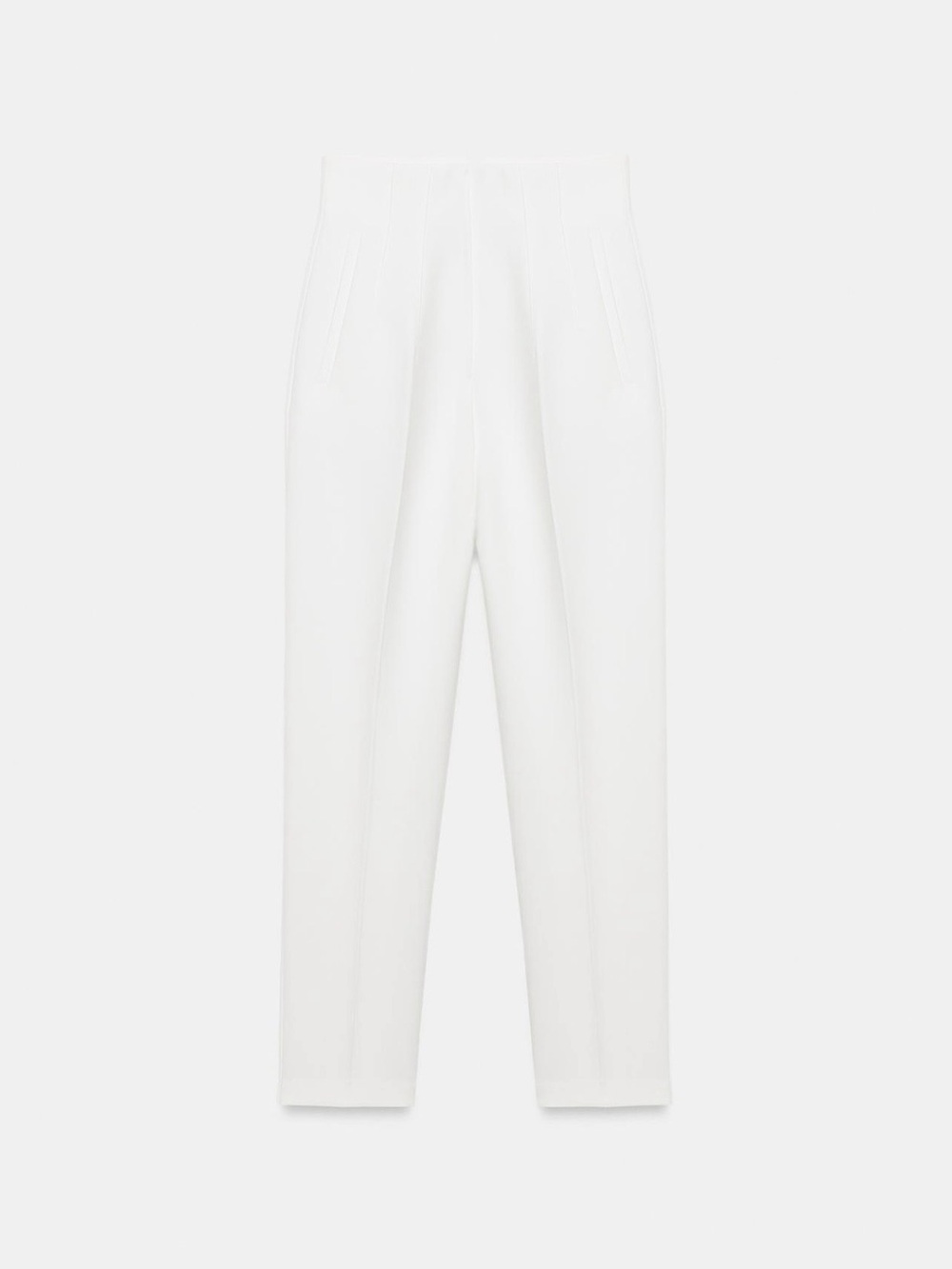 ZARA High-Waisted Slim-Fit Ankle Pants – Size L – White